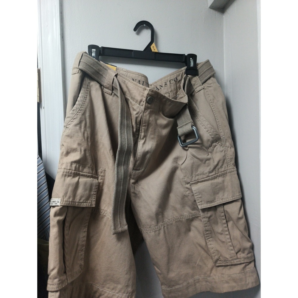 Nautica Jeans Co. Men's Cargo Shorts 36W Khaki Beige Belted New